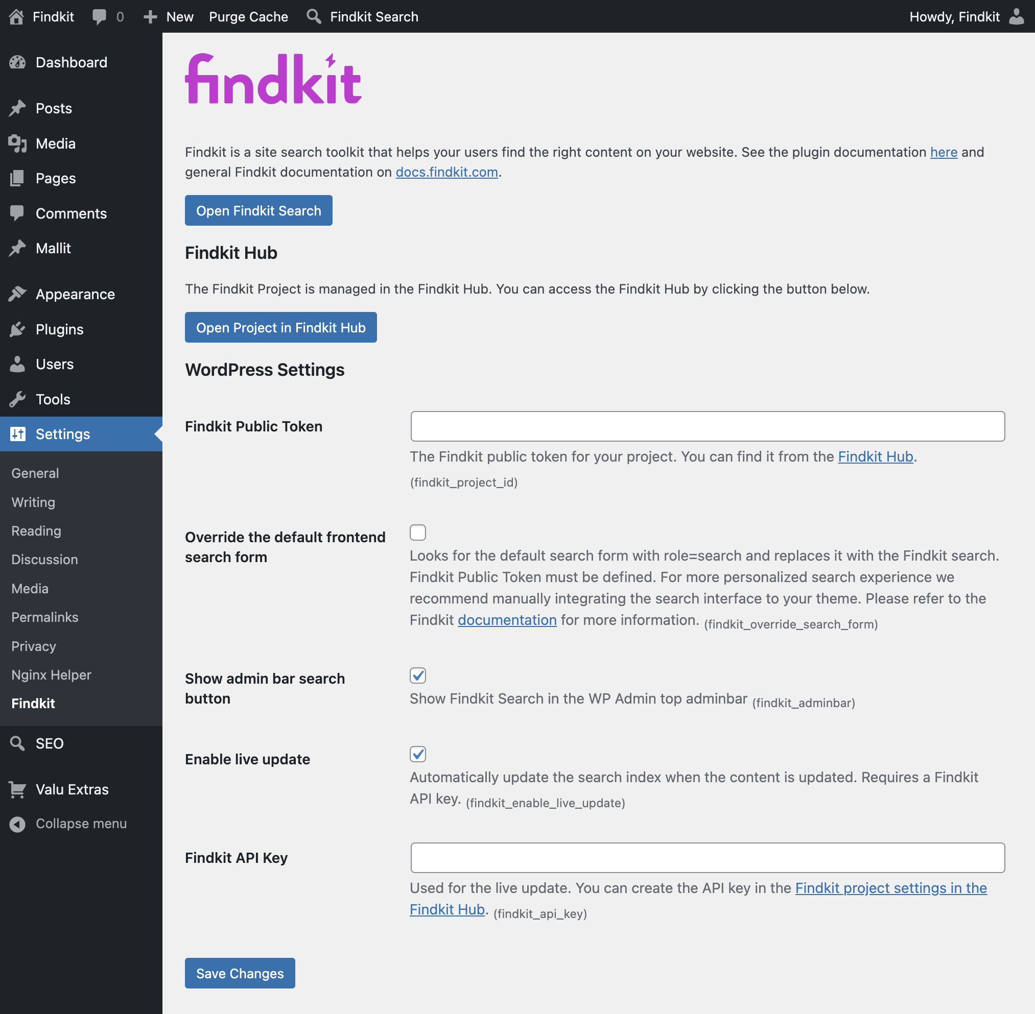 WordPress Site Search Plugin - Findkit