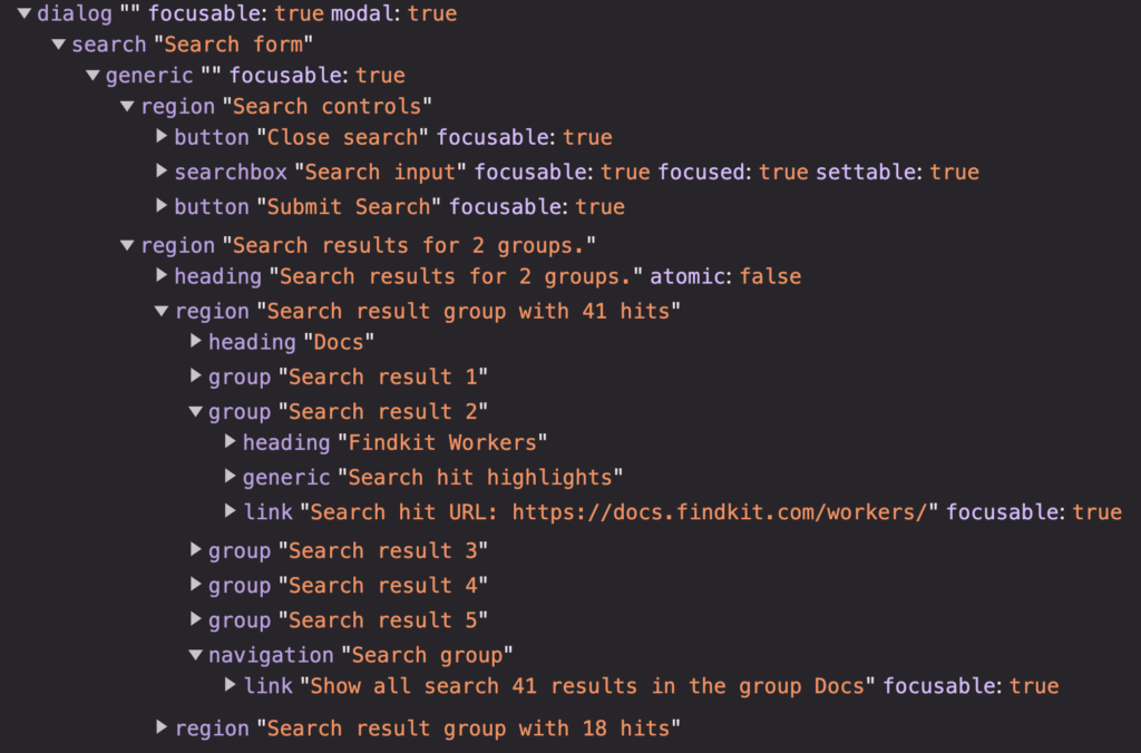 Accessibility tree in Chrome devtools